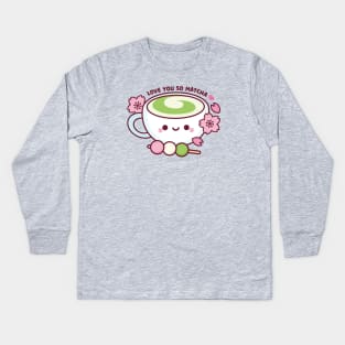 Matcha Tea Kawaii Kids Long Sleeve T-Shirt